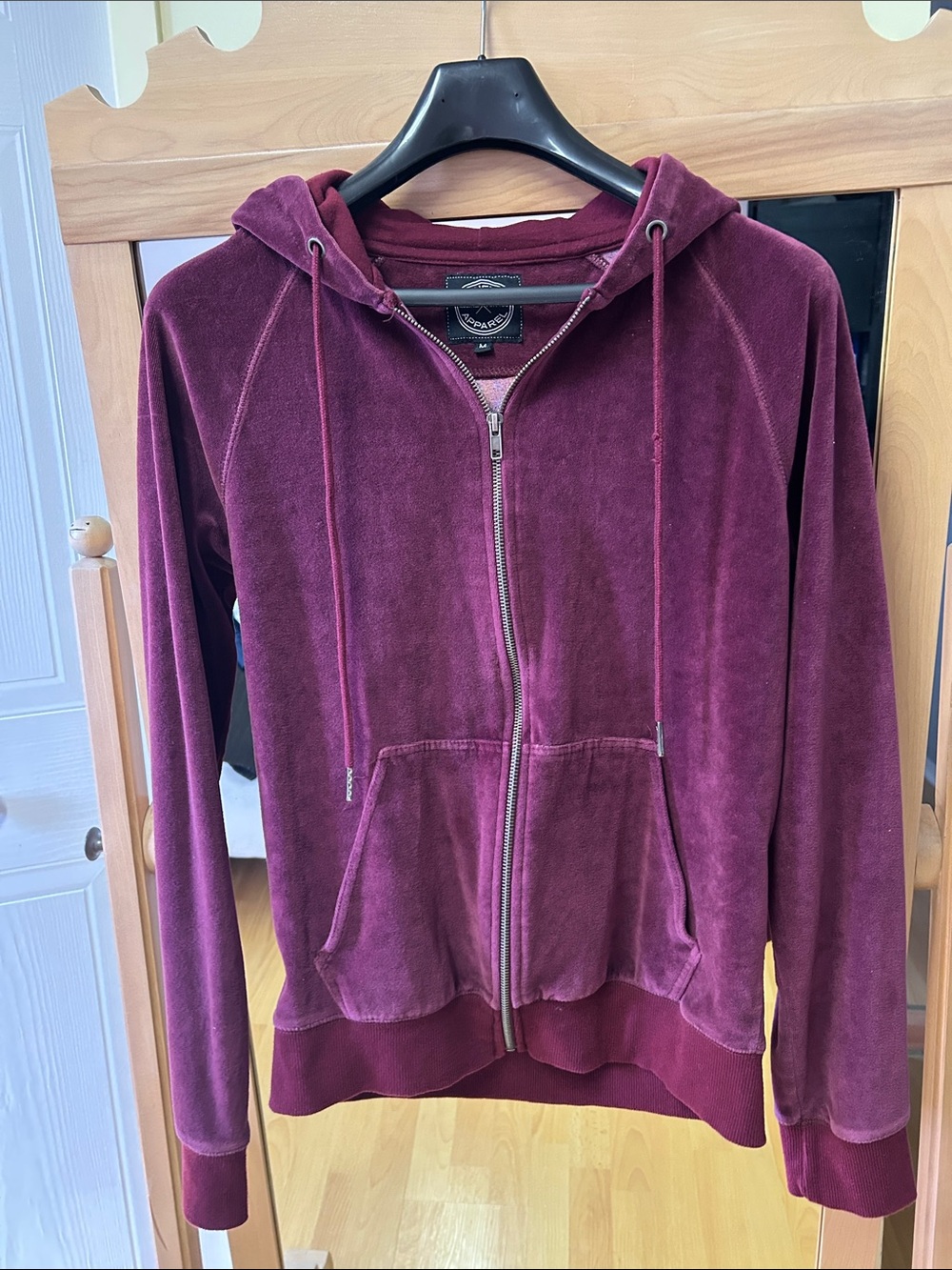 Velour Zip Hoodie Jacket - Plum